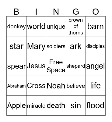 BIBLE STORY BINGO! Bingo Card