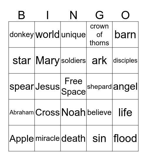 BIBLE STORY BINGO! Bingo Card