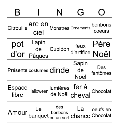 Bingo de vacances Bingo Card