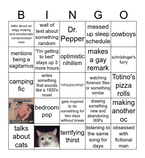 Cam Bingo sheet Bingo Card