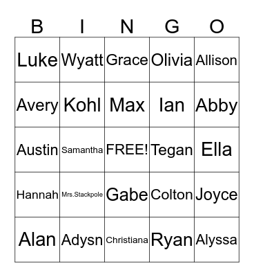 Valentine's Bingo Card