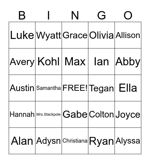 Valentine's Bingo Card