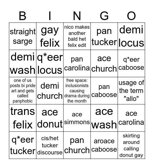 pride month bingo rvb edition Bingo Card