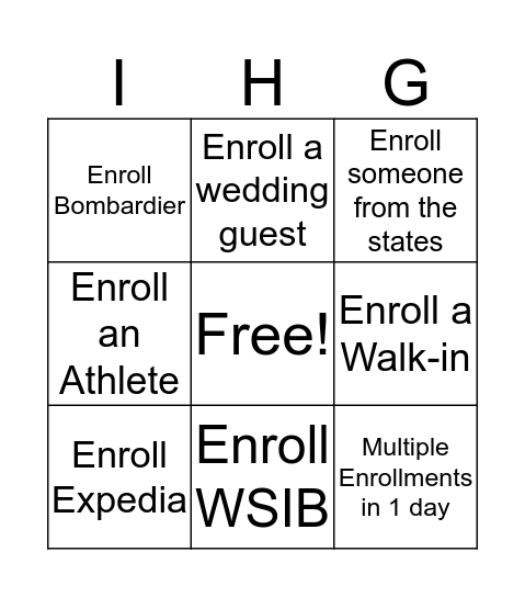 June Enrollments! Bingo Card