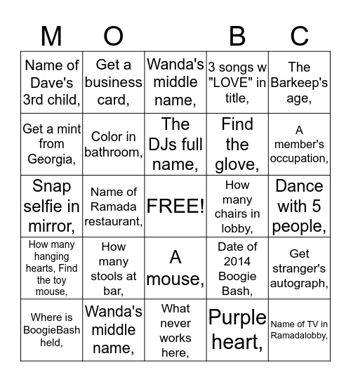 Find all of these things Bingo Card