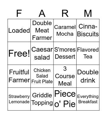 Farm Fresh Bingo Card