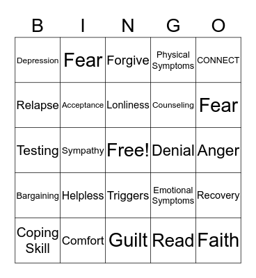 Grief Bingo Card