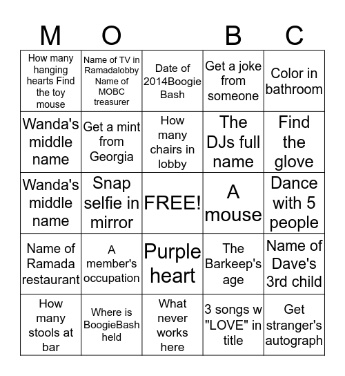 Find all these things Bingo Card