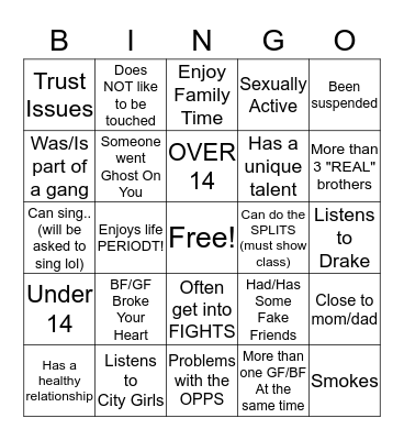 GLOW Girl<3 Bingo Card