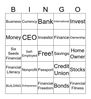 Building Blocks Bingo Card