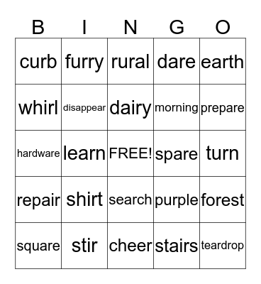 Gr. 4- List 6 Bingo Card