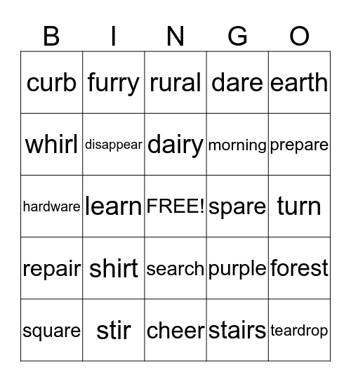Gr. 4- List 6 Bingo Card
