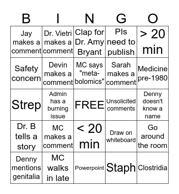 LAB MEETING Bingo Card