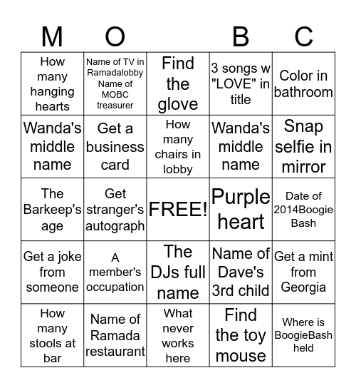 Find all these things Bingo Card