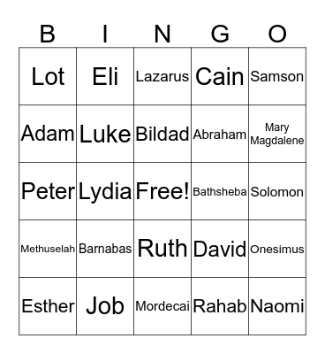 BIBLE BINGO Card