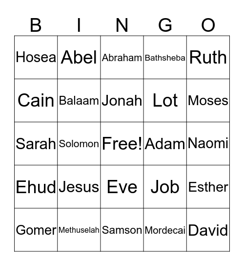 BIBLE BINGO Card