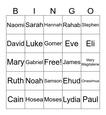 BIBLE BINGO Card