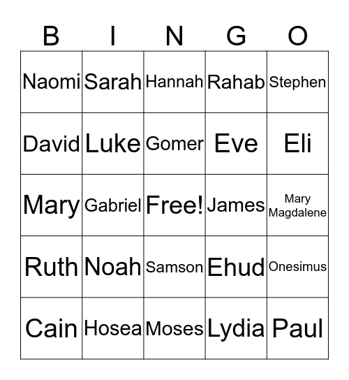 BIBLE BINGO Card