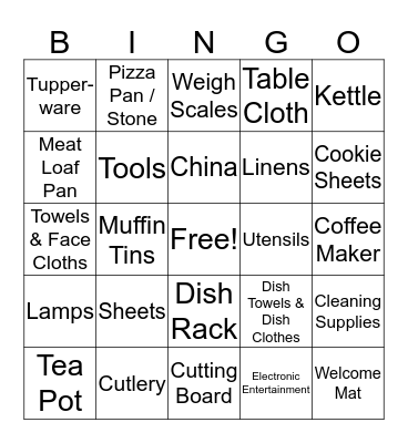 Wedding Gift BINGO! Bingo Card