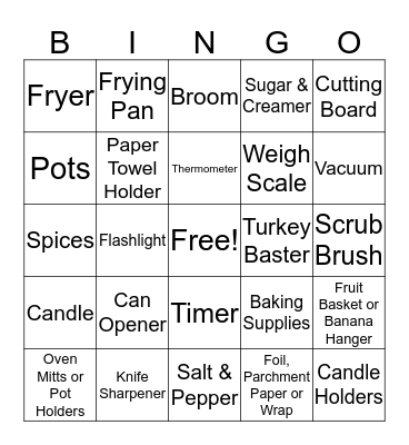 Wedding Gift BINGO! Bingo Card