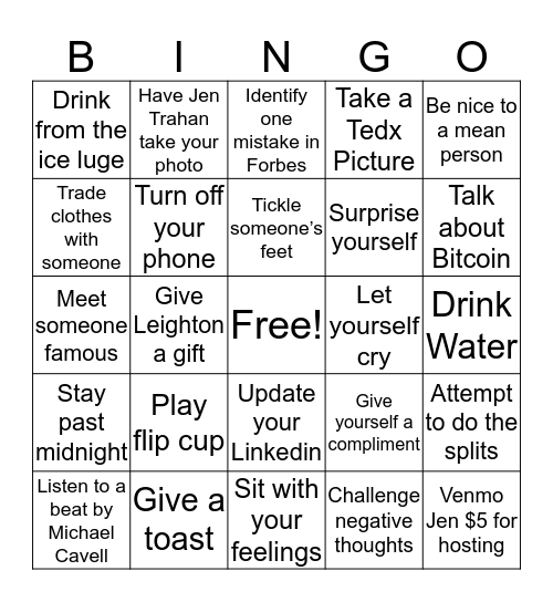 30 Under 30 Bingo Card