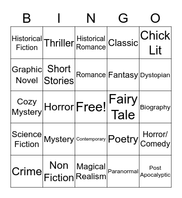 Genre Bingo Card