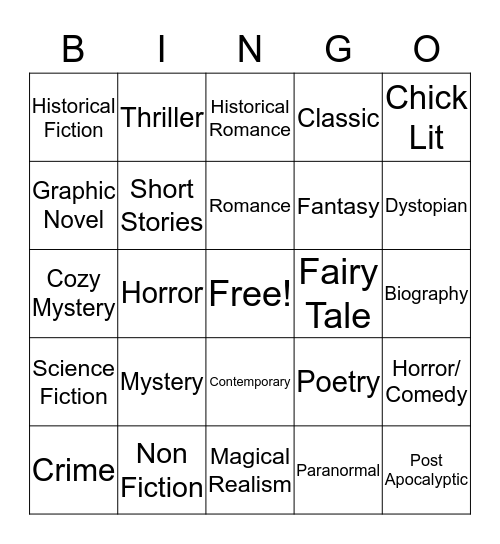 Genre Bingo Card