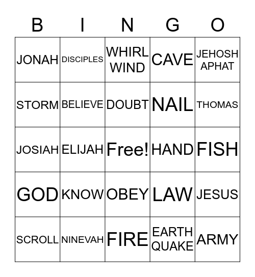 VACATION BIBLE SCHOOL 2019 Bingo Card