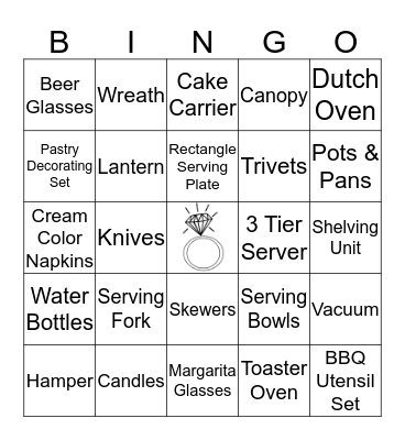 Bridal Shower Bingo Card