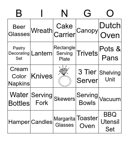 Bridal Shower Bingo Card