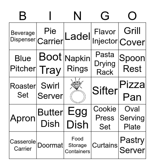 Bridal Shower Bingo  Bingo Card