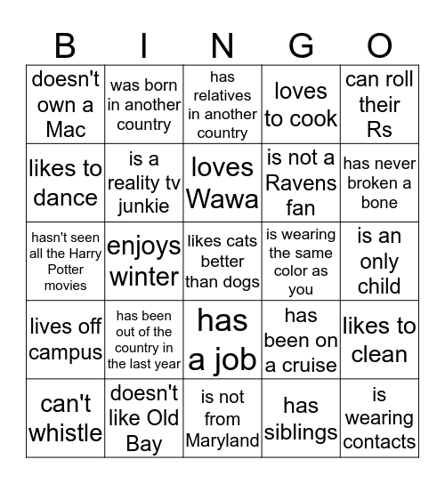 Brother Bingo Card