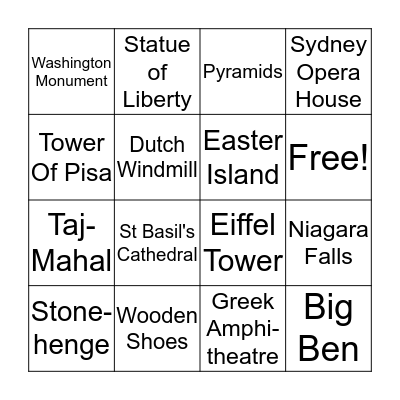 The world Bingo Card