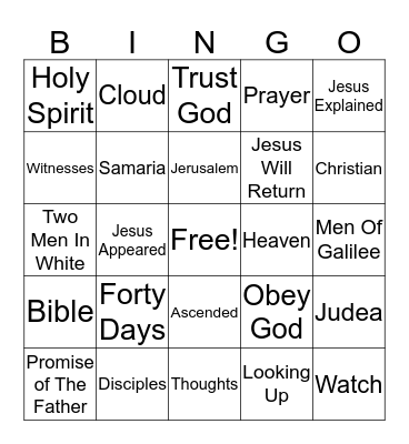 The Ascension Bingo Card