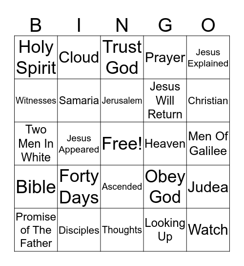 The Ascension Bingo Card