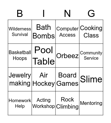 Brookline Teen Outreach  Bingo Card