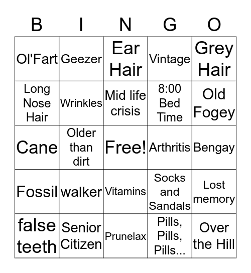 Getting Old Sucks! Bingo Card