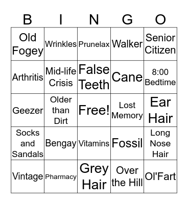 Getting Old Sucks! Bingo Card