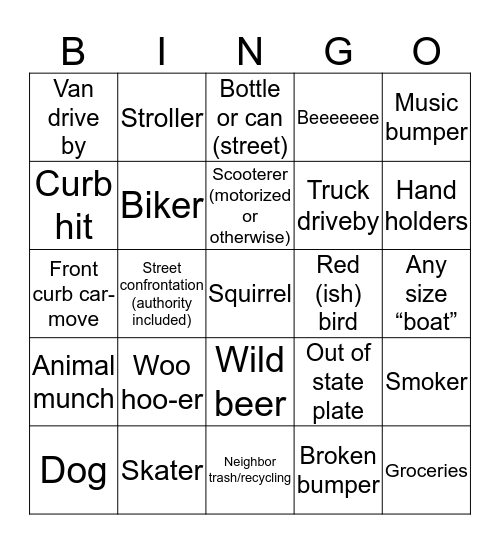 Booth Street Bingo Card