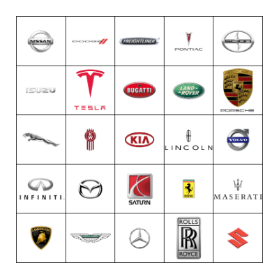 Car Scavenger Hunt  Bingo Card