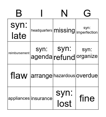 TOIC BINGO Card