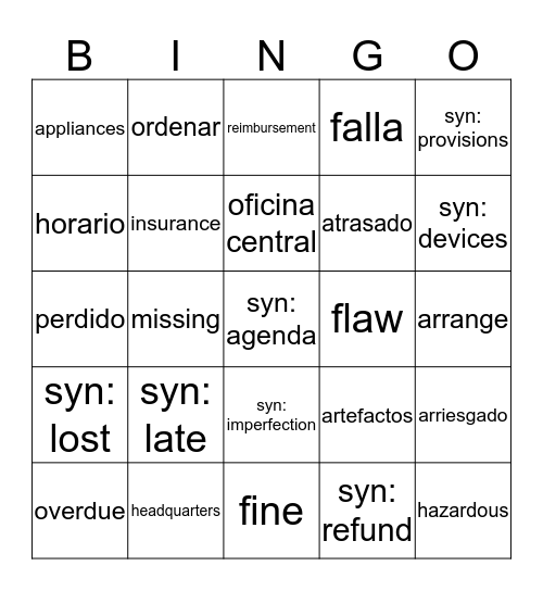 TOIC BINGO Card