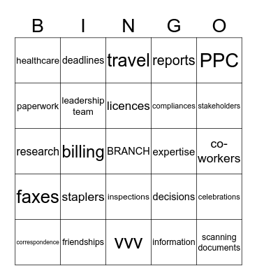 BRANCH BINGO Card