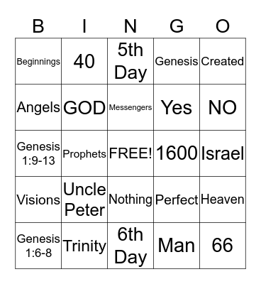 Bible Bingo Card