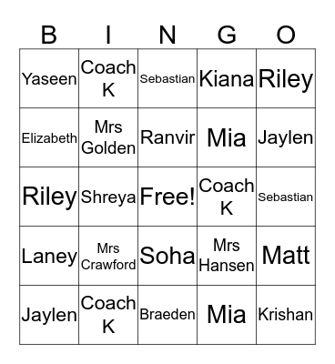 Grade 2 End of the Year Party Bingo Card