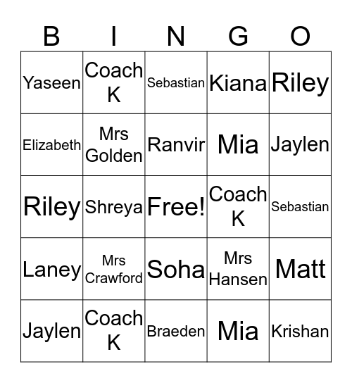 Grade 2 End of the Year Party Bingo Card