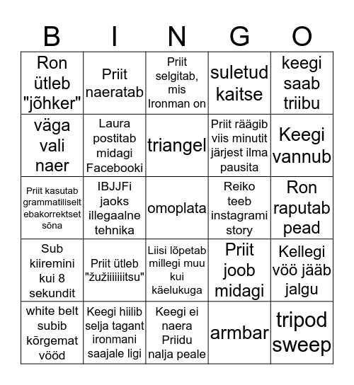 3D Treeningu Ironmäni bingo Card