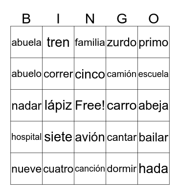 Práctica Spelling Bee (2do) Bingo Card