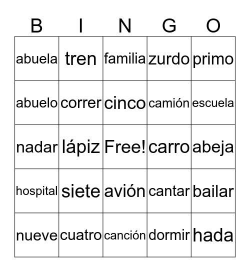 Práctica Spelling Bee (2do) Bingo Card