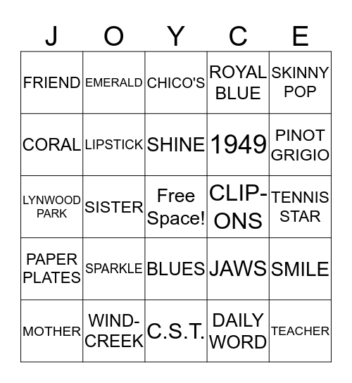 HAPPY BIRTHDAY Bingo Card